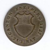 Freiburg 2 1/2 Rappen 1827 - fast stgl (super)